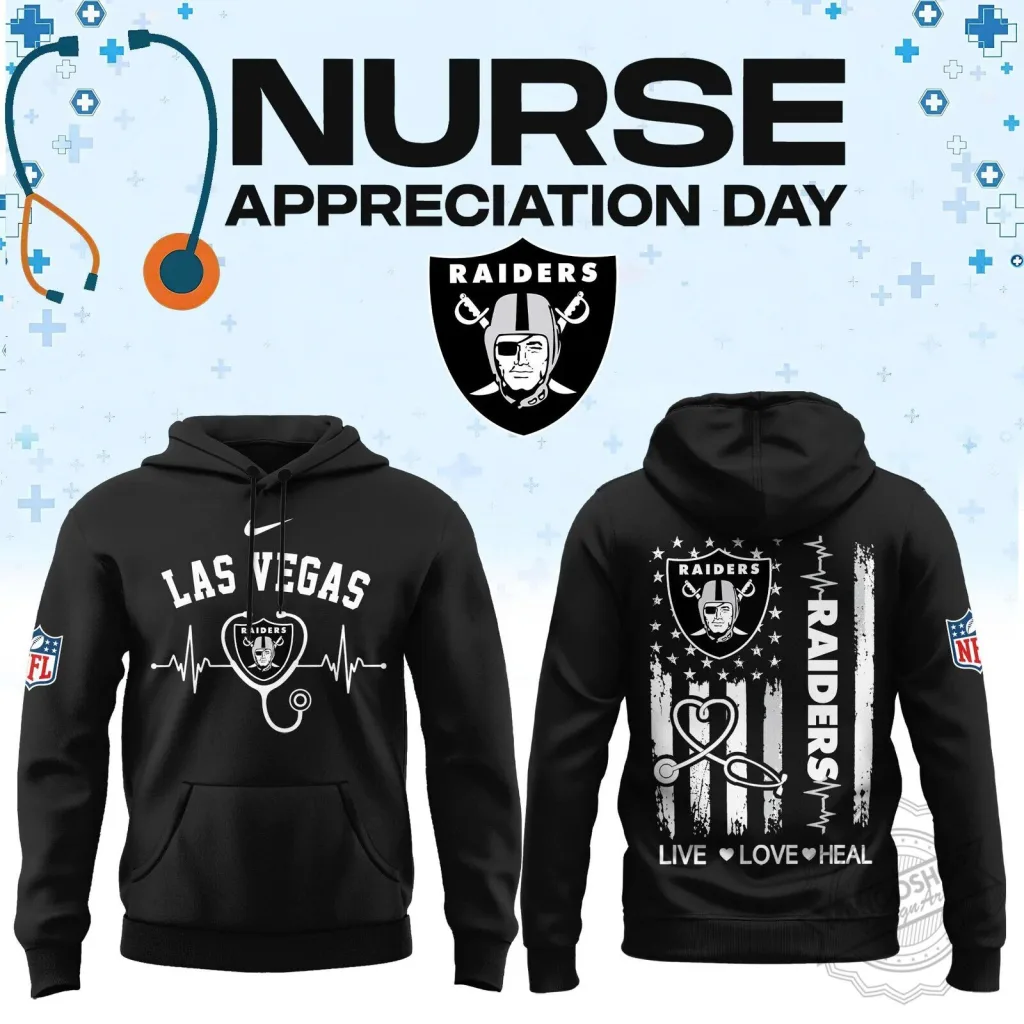 Las Vegas Raiders Nurse Appreciation Day Black Hoodie Las Vegas Raiders Nurse Appreciation Day Black Hoodie