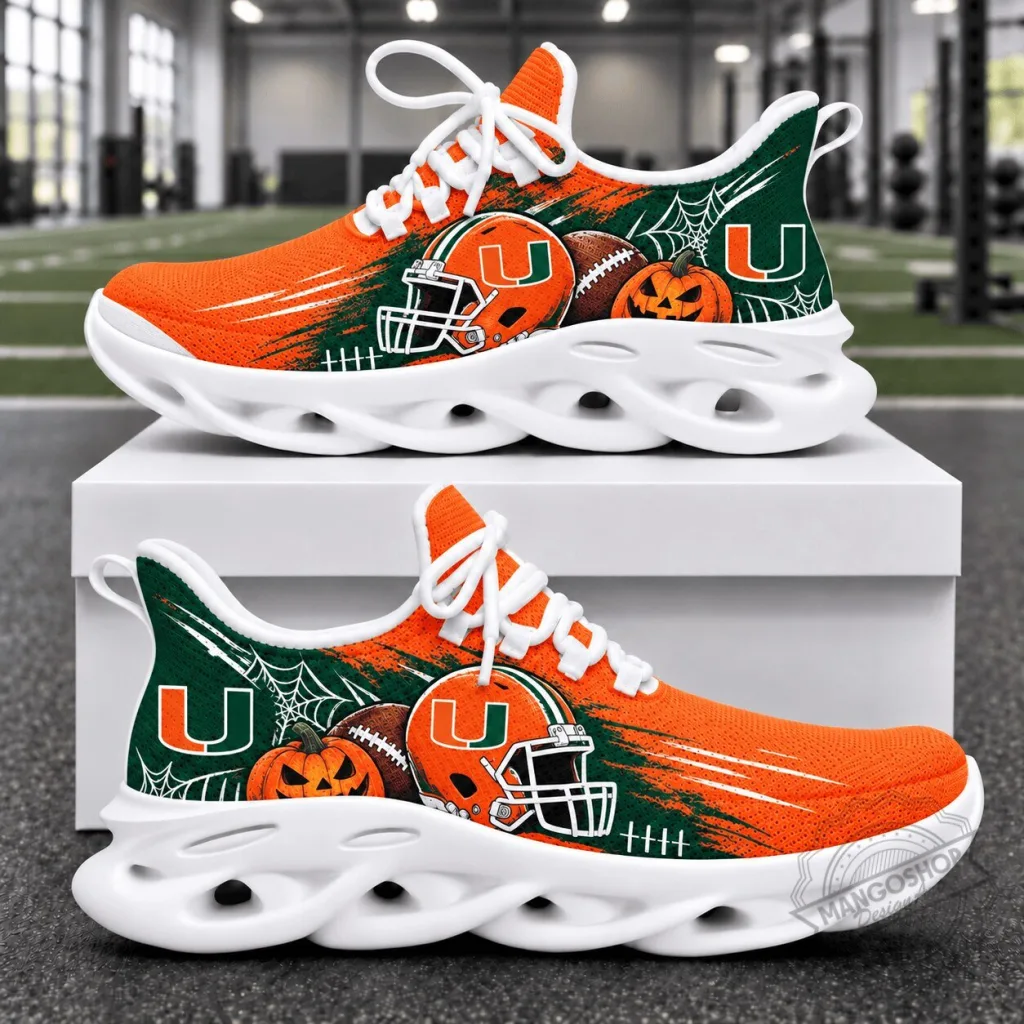 Miami Hurricanes Halloween Football Team Sports Fan Shoes Miami Hurricanes Halloween Football Team Sports Fan Shoes