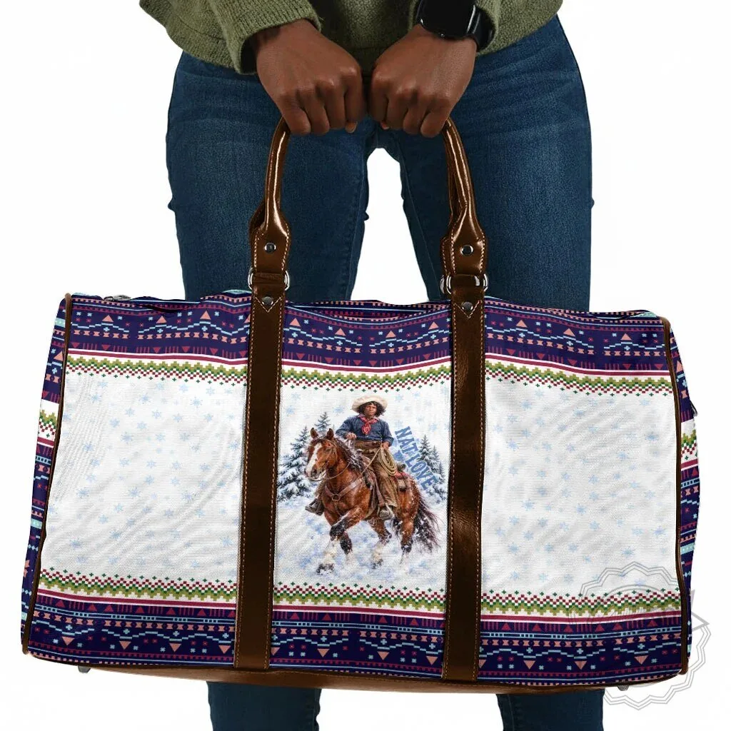 Nat Love African American Cowboy Winter Snow Fair Isle Pattern Travel Bag