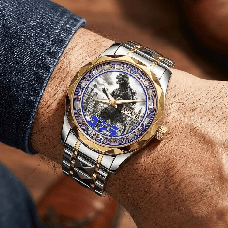 Godzilla King of the Monsters Luxury Gold and Silver Quartz Watch 5 Godzilla King of the Monsters Luxury Gold and Silver Quartz Watch