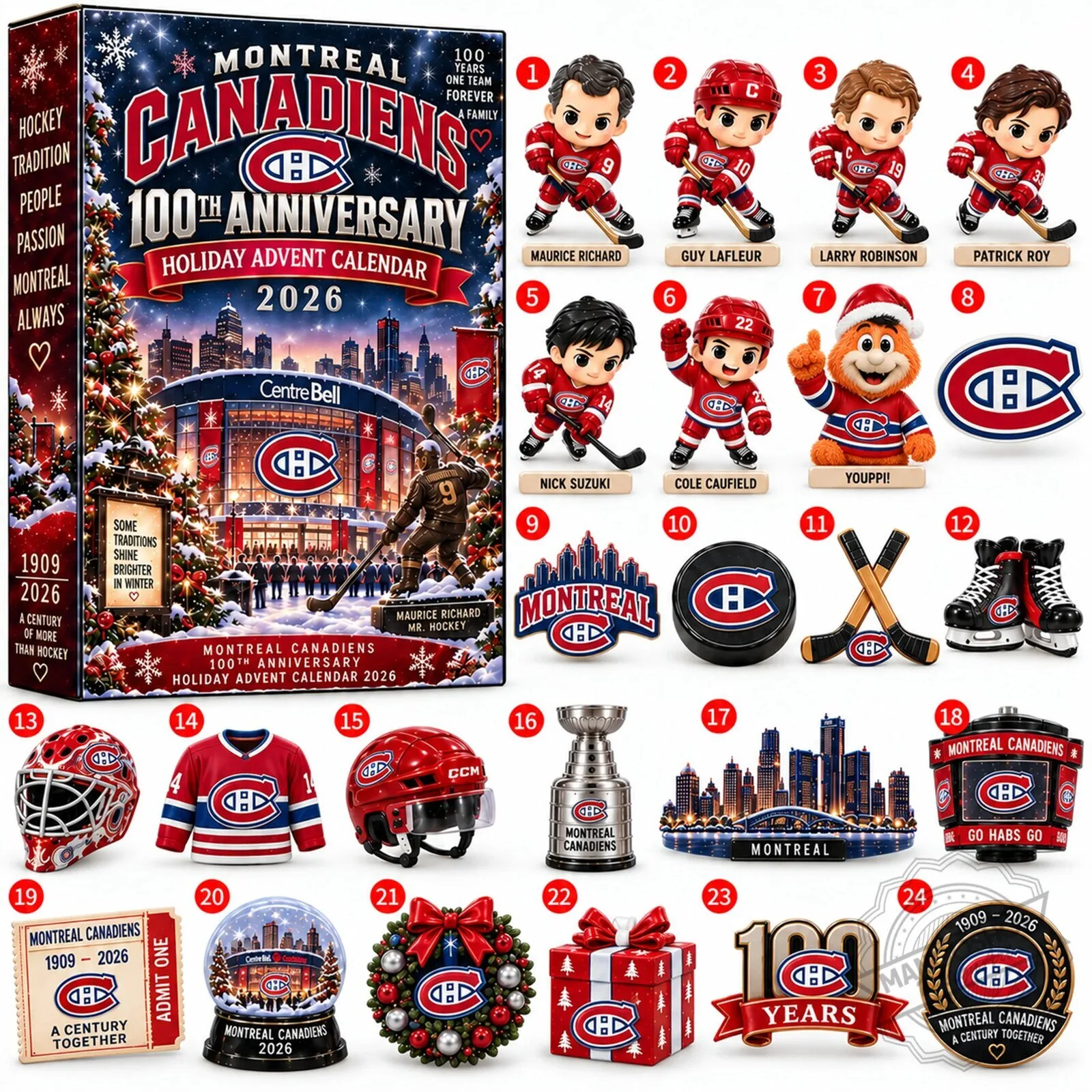 Montreal Canadiens 100th Anniversary Holiday Advent Calendar 2026 Blind Box